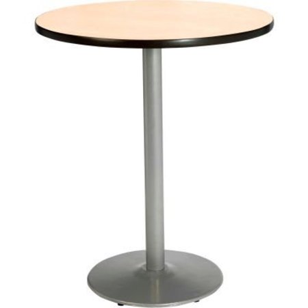 KFI 36" Round Bar Height Restaurant Table, Natural Table/Silver Base T36RD-B1922-SL-NA-38